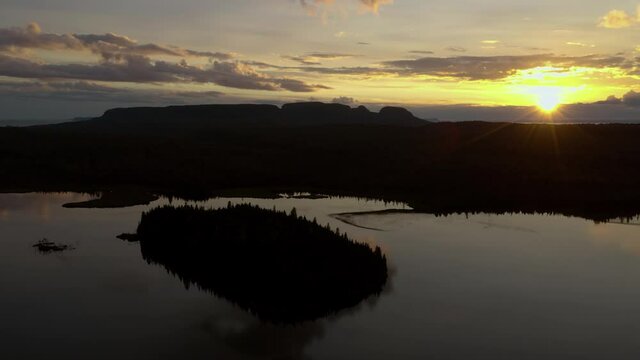 Aerial shot above Sleeping Giant Provincial Park in Northern Ontario.
