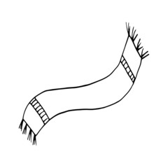 scarf hand drawn doodle. vector, scandinavian, nordic, minimalism, monochrome. icon, sticker. winter warm clothes.