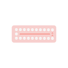 Women contraceptive hormonal birth control medication colored flat style icon. Female oral contraception pills blister. Safe sex vector element. 