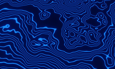 Blue topographic contour lines. Abstract mountain.