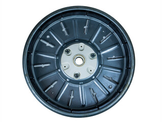 Obraz premium Magnetic part of the washing machine direct drive motor. Inverter electric motor. Direct drive. Magnetic part of the motor. Spare part. Repair of washing machines. Customer Service.