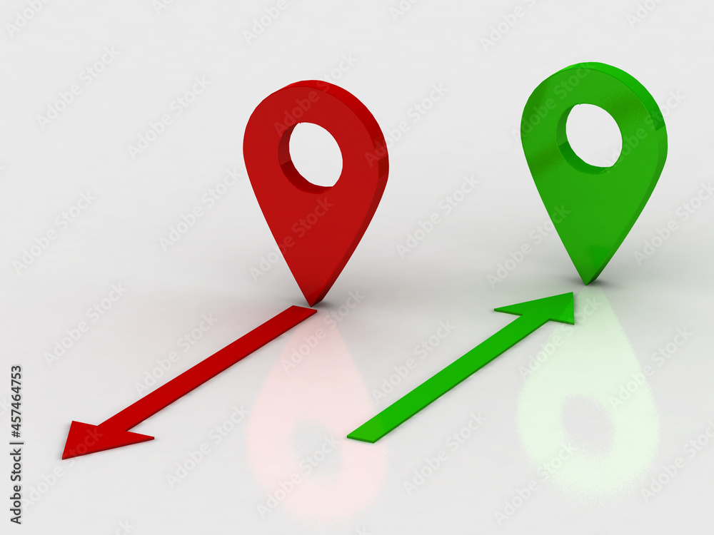 Poster 3d rendering red map pointer