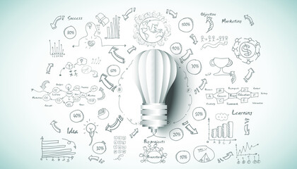 Fototapeta na wymiar Light bulb Idea. plan think analyze creative startup business. illustration Creativity modern Concept Vector Infographic template.