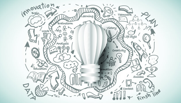 Light bulb Idea. plan think analyze creative startup business. illustration Creativity modern Concept Vector Infographic template.