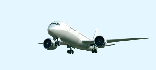 airplane flying in the air, 3d illustration