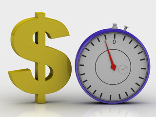 3d rendering stop watch with dollar sign