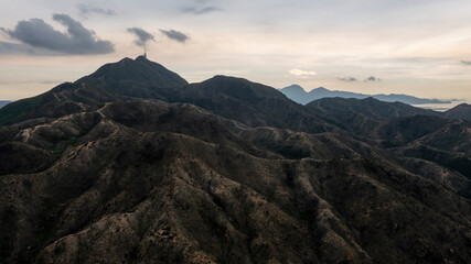 Obraz premium Aerial view of the Mountains in Leung Tin Au,Tuen Mun,Hong Kong