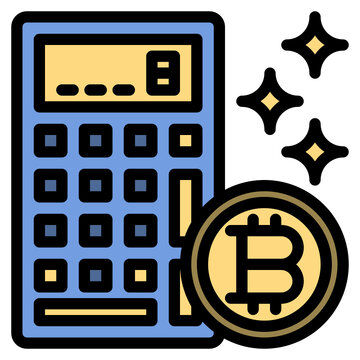 blue calculator bitcoin coin sparkles clip art preview