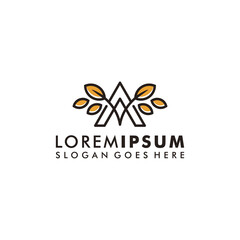 Letter A leaf logo template nature icon symbol vector logotype