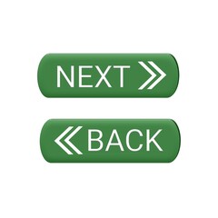 Next and back buttons set for web icon various color white background