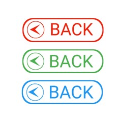 Back buttons set for web icon various color white background