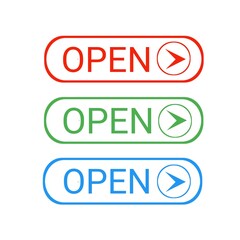 Open buttons set for web icon various color white background