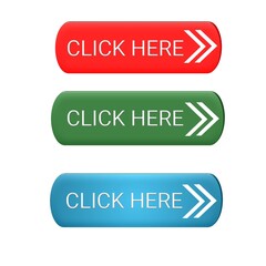 Click here buttons for web icon various color white background