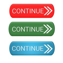 Continue buttons for web icon various color white background