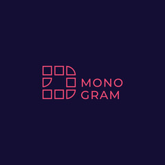 Simple and minimalist lines and plaid letter D monogram initial logo