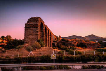 Ruins of the ancient Roman aqueduct in Turkey.Su Kemeri,Aspendos 2021.