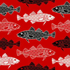 naadloos patroon met vissen