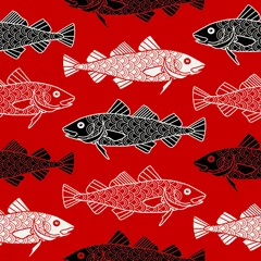 Printed roller blinds Sea seamless pattern with fishes