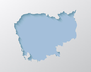 Obraz premium Vector outline map Cambodia with creative shadow