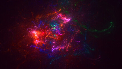 3D rendering abstract colorful fractal light background