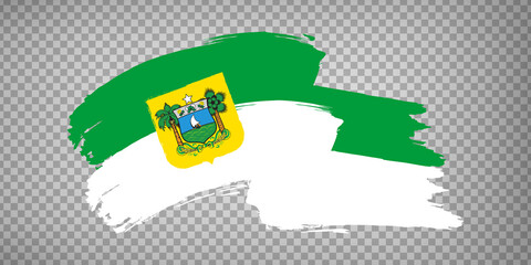 Flag of Rio Grande do Norte from brush strokes. Federal Republic of Brazil. Waving Flag Rio Grande do Norte of Brazil on transparent background for your web site design, app, UI.  EPS10.