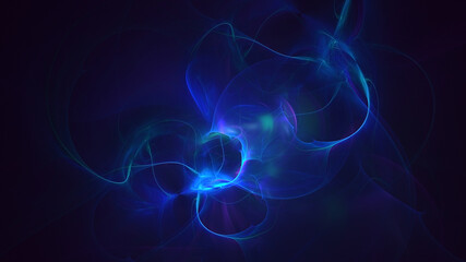 3D rendering abstract blue technology fractal background