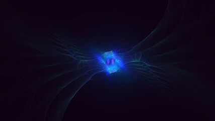 3D rendering abstract blue technology fractal background