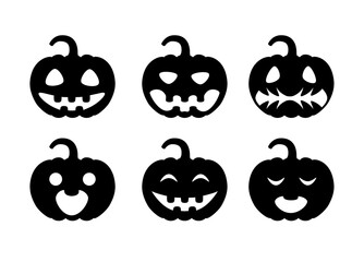 A set of black pumpkins for Halloween.