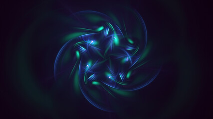 3D rendering abstract blue technology fractal background