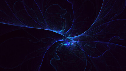3D rendering abstract blue technology fractal background