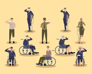 Veterans women and men with prosthetics