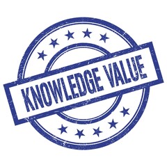 KNOWLEDGE VALUE text written on blue vintage round stamp.