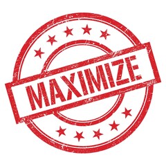 MAXIMIZE text written on red vintage stamp.