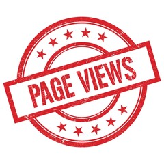PAGE VIEWS text written on red vintage round stamp.