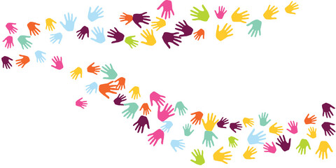 Obraz premium Abstract children handprints preschool education concept background