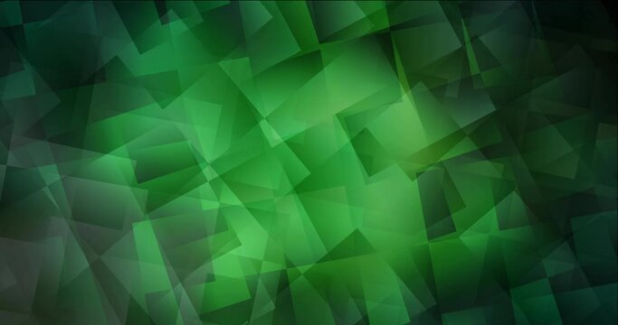 4K looping dark green footage in polygonal style. Colorful fashion clip with gradient rectangles. Flowing design for presentations. 4096 x 2160, 30 fps.