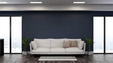 modern office lobby waiting room for company logo mockup