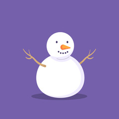 snowman character illustration. funny, cute, and adorable snowman. flat cartoon style. vector design. design elements for winter and christmas. sticker