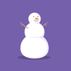 snowman character illustration. funny, cute, and adorable snowman. flat cartoon style. vector design. design elements for winter and christmas. sticker