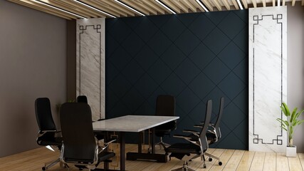 blank wall in luxury office meeting room 3d render interior design