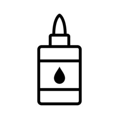 School glue or adhesive bottle line art vector icon for apps and websites