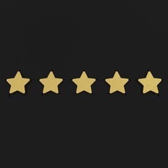 Yellow 5 star rating icon on black background vip category superior first class premium score