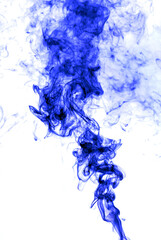 Blue smoke on a white background.