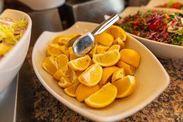 Sliced lemons in a cafe.