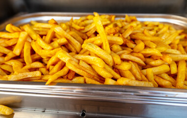 Fried French fries in a cafe.