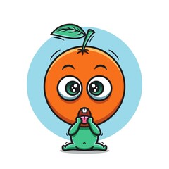 cute orange cartoon icon vector illustration