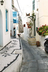 Narrow streets of Nikia village on the island of Nisyro