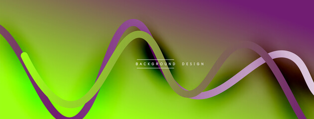 Abstract gradient background with wave line with shadow effect. Geometric composition. 3D shadow effects and fluid gradients