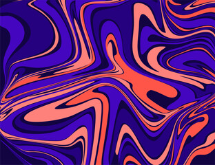 vector art liquid marble abstract, purple and orange color combination