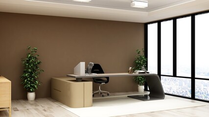 office front desk or receptionist room with wooden design interior